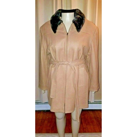 Lane Bryant Designs & Co Camel Beige Wool Coat Jacket Size 22/24 NWT - Picture 2 of 7